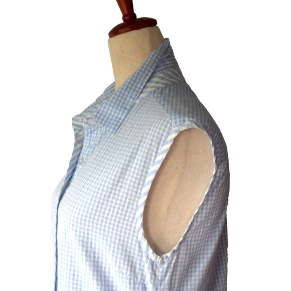 CJ LAING Palm Beach Collection Shirt Dress – Light Blue Check with Stripe Detail - Picture 5 of 8
